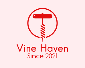 Wine Bar - Red Wine Corkscrew logo design