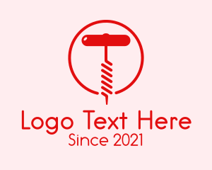 Liquor Store - Red Wine Corkscrew logo design