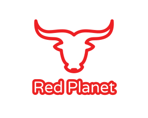 Red Outline Bull logo design