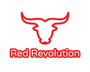 Red Outline Bull logo design