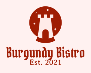 Burgundy - Turret Tower Silhouette logo design