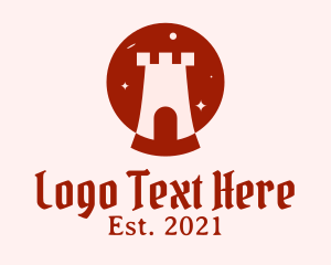 Burgundy - Turret Tower Silhouette logo design