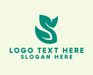 Vegan - Green Leaf Letter S logo design