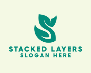 Green Leaf Letter S  logo design