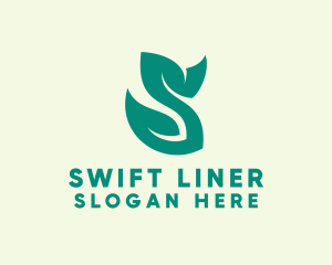 Green Leaf Letter S  logo design