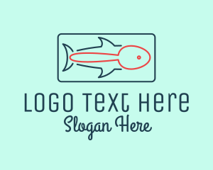 Aquarium - Fish Restaurant Outline logo design