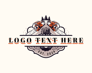 Woodworking - Lumber Chainsaw Woodcutter logo design