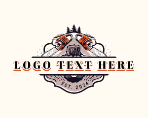 Industrial - Lumber Chainsaw Woodcutter logo design