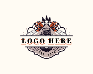 Forestry - Lumber Chainsaw Woodcutter logo design