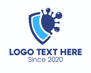 Virus - Blue Virus Protection Shield logo design