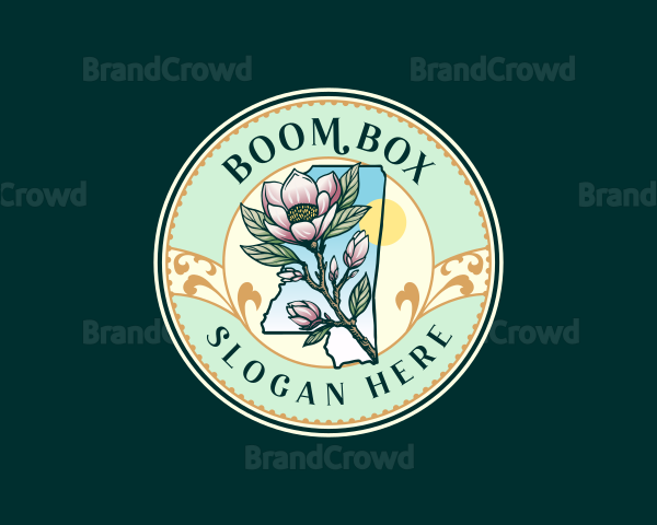 Mississippi Bloom Magnolia Flower Logo