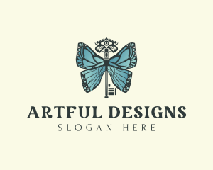 Luxury Butterfly Key  logo design