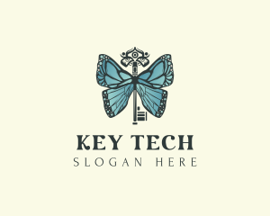 Luxury Butterfly Key  logo design