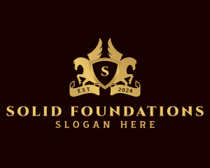 Steed - Horse Pegasus Shield logo design