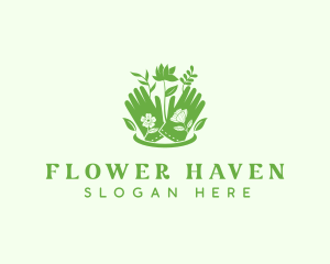 Flower Gardening Gloves logo design