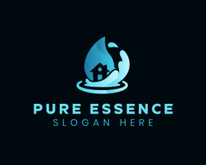 Purification - House Water Droplet logo design