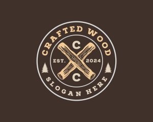 Wood Log Carpentry logo design