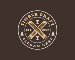 Wood Log Carpentry logo design