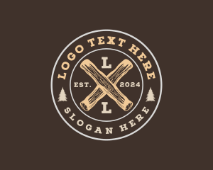 Brown Circle - Wood Log Carpentry logo design
