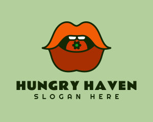 Hungry - Red Lips Tomato logo design