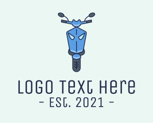 Moped - Blue Motorcycle Scooter logo design