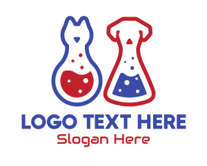 Experiment - Laboratory Flask Cat & Dog logo design