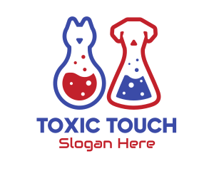 Laboratory Flask Cat & Dog logo design