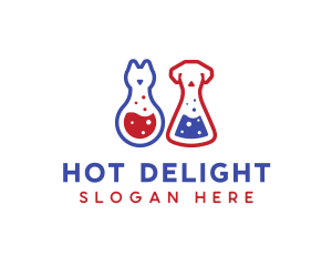 Laboratory Flask Cat & Dog logo design