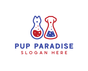 Laboratory Flask Cat & Dog logo design