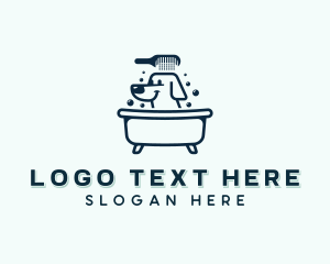 Siberian Husky - Dog Bathtub Grooming logo design