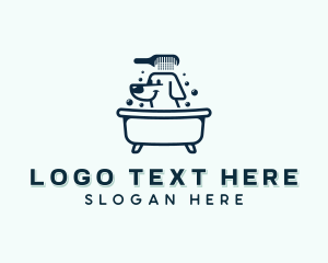 Dog Bathtub Grooming Logo