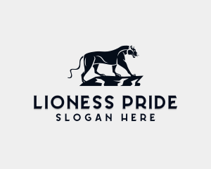 Lioness - Standing Wild Panther logo design