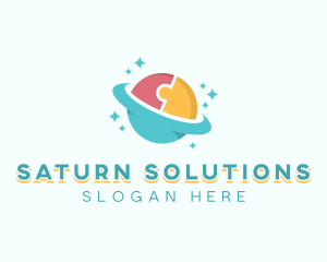 Saturn - Educational Puzzle Planet logo design