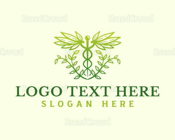 Caduceus Leaf Wings Logo