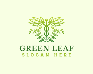 Caduceus Leaf Wings logo design