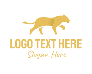 Gold Lion - Lioness Zoo Wildlife logo design
