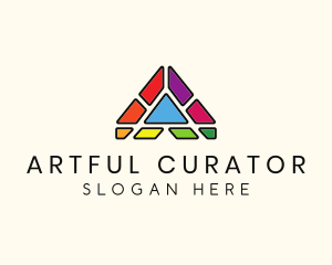 Colorful Pyramid Letter A logo design