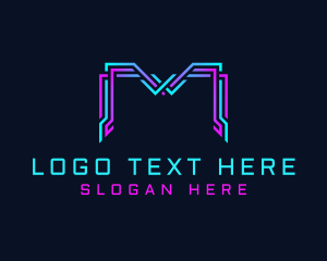 Networking - Cyber Futuristic Circuit Letter M logo design