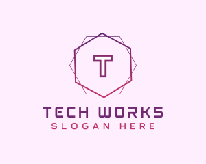 Tech Gaming Hexagon  logo design