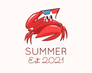 Summer Sunglasses Crab logo design