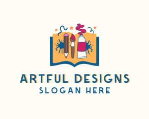 Brush Paint Art Book logo design