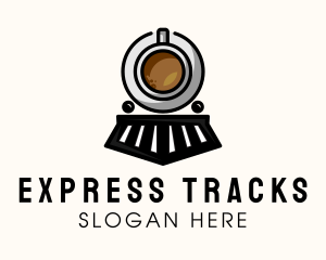 Coffee Cafe Express Train logo design