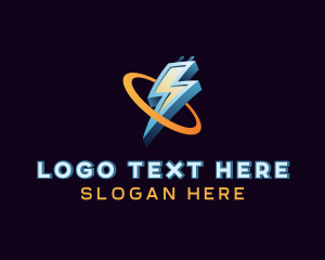Lightning Bolt - Electrical Socket Orbit logo design