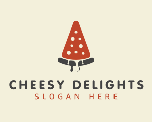 Cheesy - Pepperoni Pizza Slice logo design