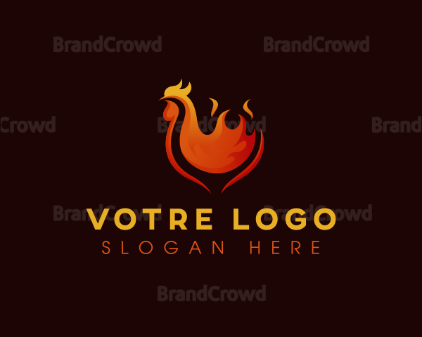 Flame Barbeque Chicken Logo