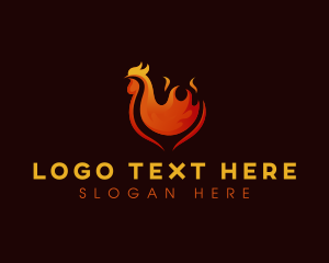 Cooking - Flame Barbeque Chicken logo design