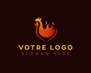 Flame Barbeque Chicken Logo