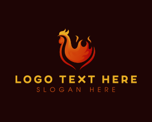 Kitchen - Flame Barbeque Chicken logo design