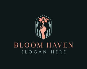 Hand Flower Bloom logo design