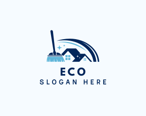 Sweeper - Blue Broom Housekeeping logo design